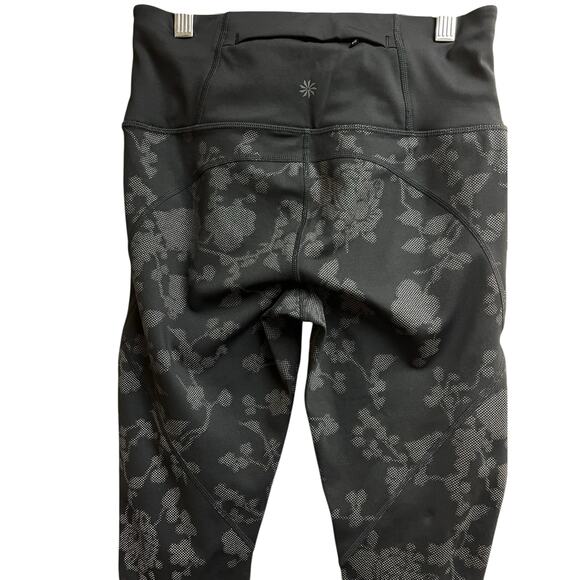 Athleta Moonlight Precision 7/8 Floral Print Mesh Leggings Black Gray Small - Picture 10 of 13
